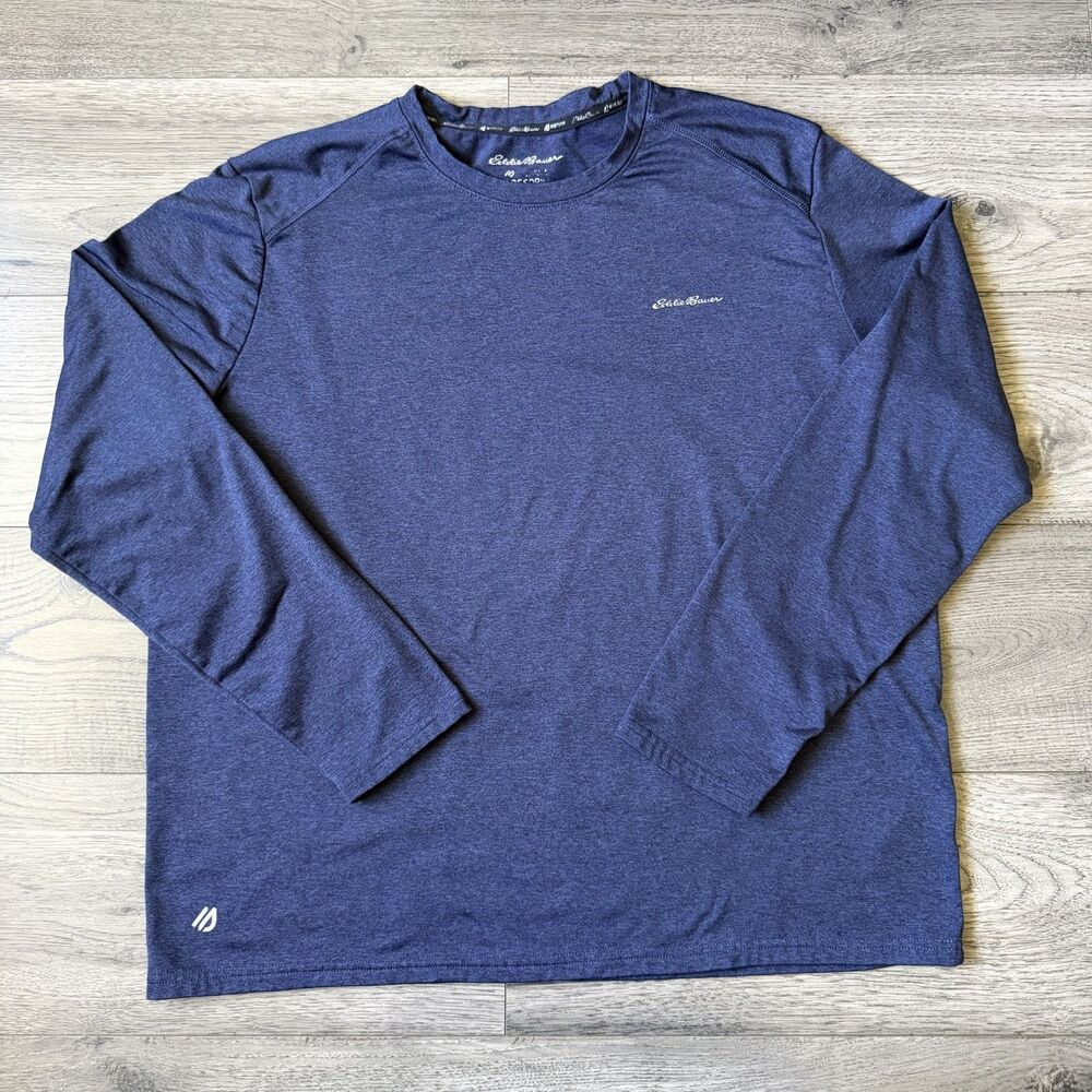 Eddie Bauer Men's Casual Motion FreeDry Navy Performance Shirt - Size Medium